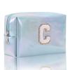 Octagonal Embroidered Letter Makeup Bag Large Capacity Travel Toiletries Storage Bag Handbag Cosmetic Bag Makeup Pouch Organizer