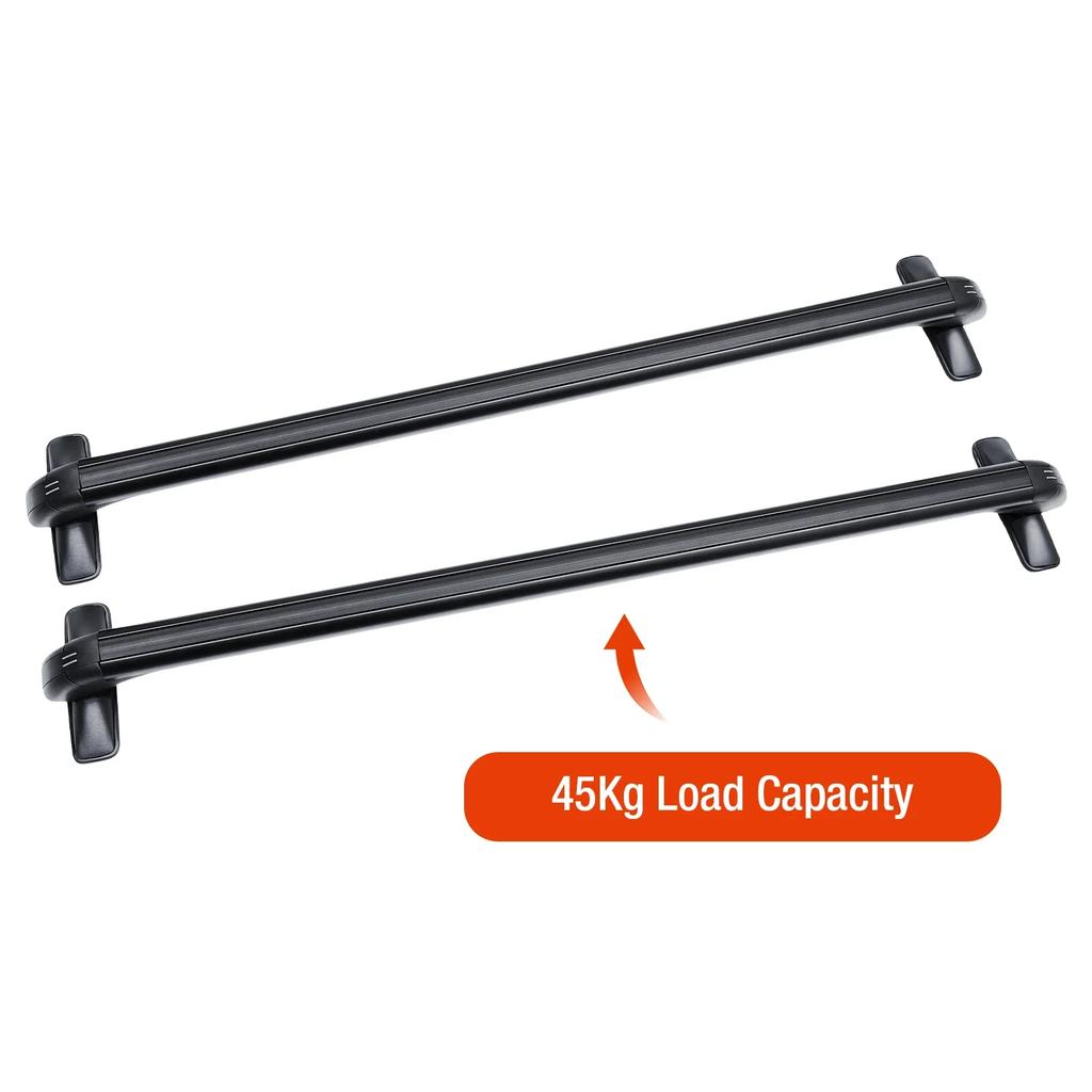 Car Top Roof Rack 2Pcs 100cm Aluminum Luggage Cross Bar Carrier with Lock for 4 or 5 Door Cars Black