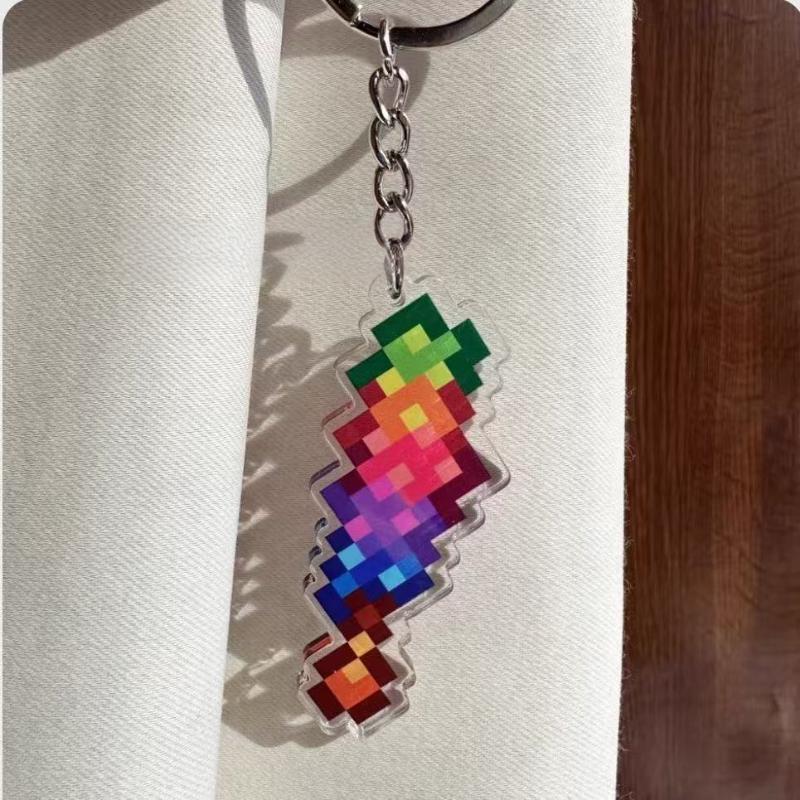 

Game Stardew Valley Junimos Stardrop Cosplay Keychain Kawaii Acrylic Pixel Pendant Keyring Key Chain Bag Accessories Gift Prop