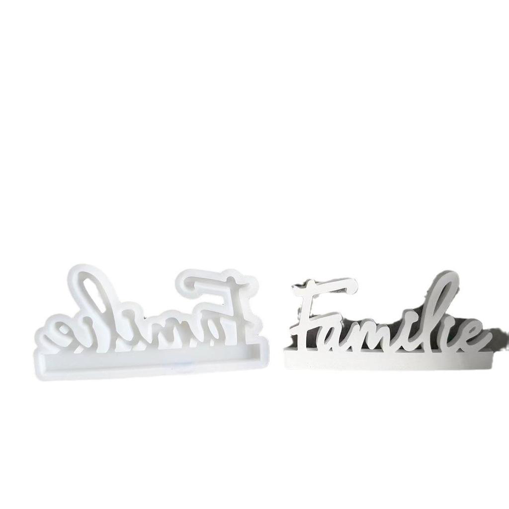 Familie English Letters Candlestick Silicone Mold DIY Candle Holder Cement Plaster Mould Resin Ornaments Molds Home Decoration