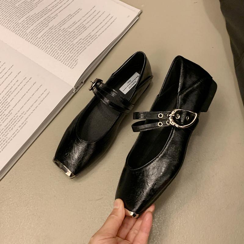 

Модная женская обувь из натуральной кожи для повседневной носки, обувь на низком каблуке, классические балетки, весна 2025, обувь для офисной леди 35 чёрный