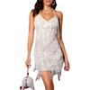 European and American new neck fringed backless hip wrap A word high waist short dress dress
