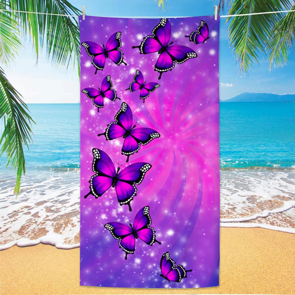 Butterfly Beach Towel Digital Printing Seaside Beach Ladies Quick-Drying Towel Absorbent Swimming Bath Towel Ultra-Fine 140x70