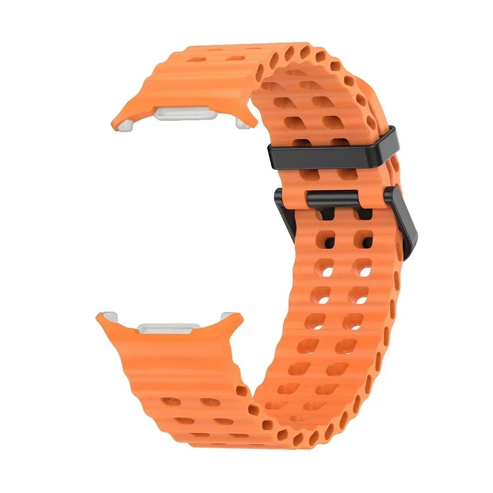 NEW Marine Silicone Strap For Samsung Watch 7 Ultra 47mm Bracelet No Gaps Sport Two-tone Band for Galaxy Ultra Watchband Straps
