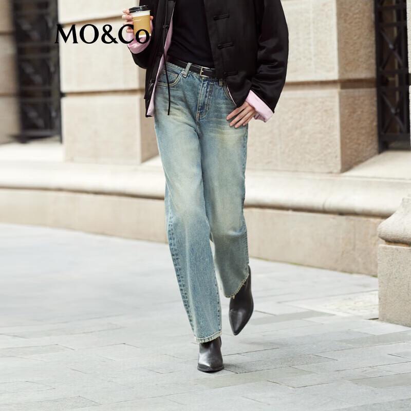 MO&Co. Washed Faded Straight Leg Jeans S 26