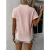 Women's New Summer Top Solid Color V-neck Striped Short-sleeved Casual T-shirt Shirt