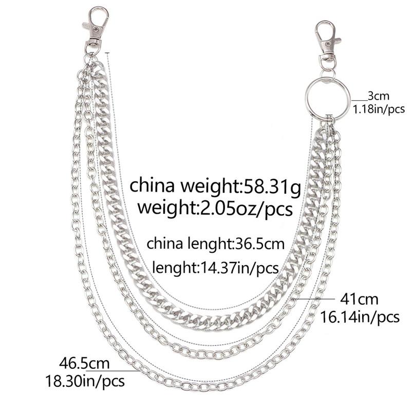 Layer 3 Punk Style Metal Fashion Jeans Chain Accessories Pendant Versatile Pants Key Chain Hip-Hop Waist Chain