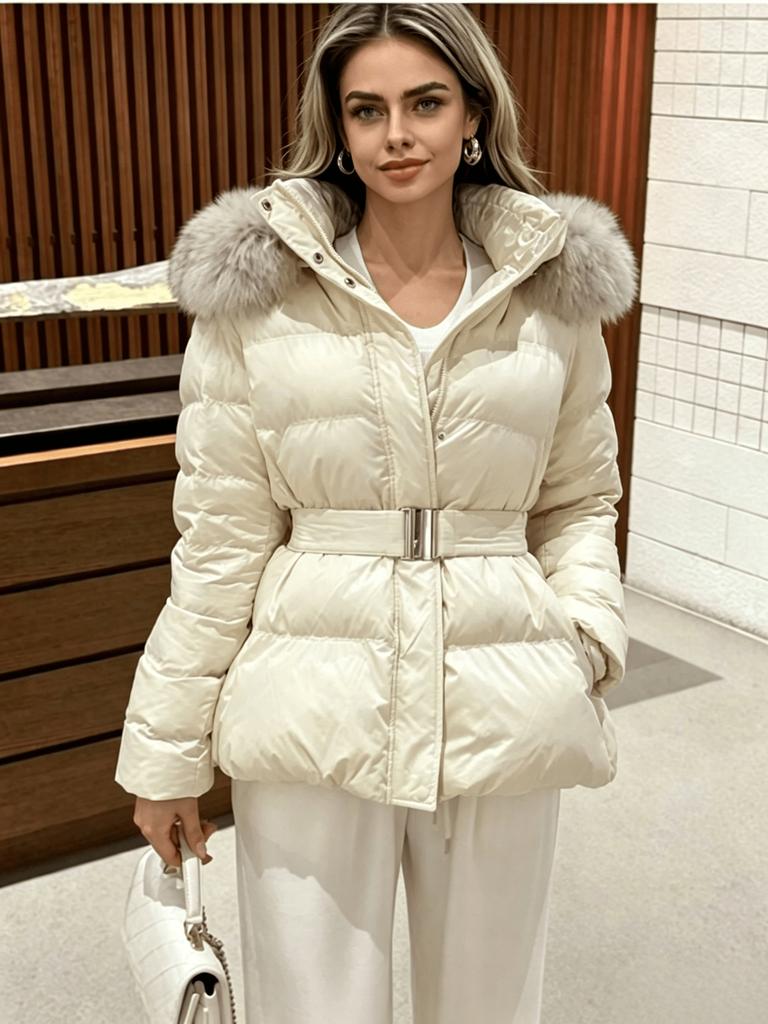 Women's Hooded Warm Cropped Long-Sleeve Jacket For Winter