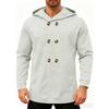 Men's Hooded  Mid Length Trench Coat Hoodie Jacket Double Breasted Suit Casual Windbreaker Outwear
