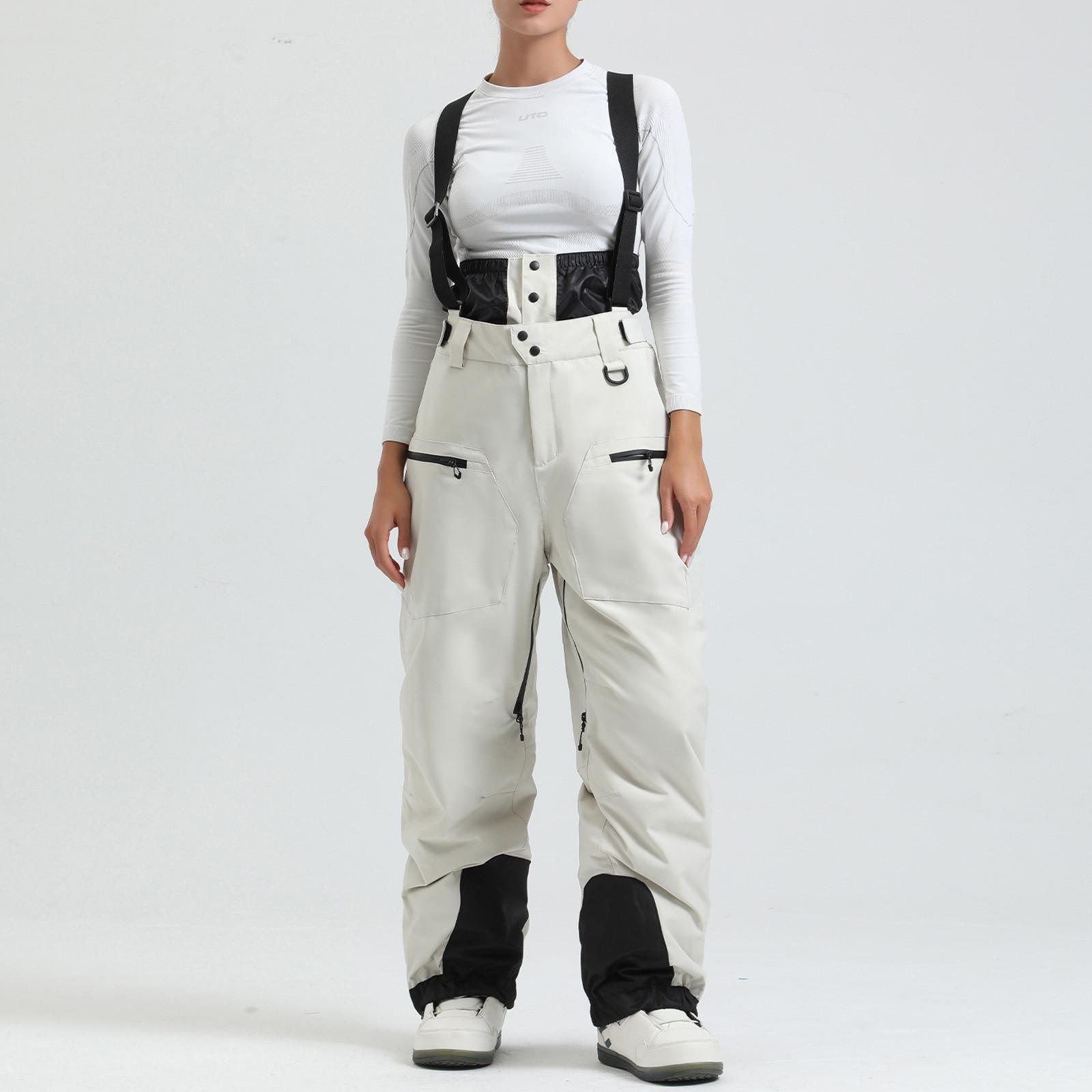 

Товсті лямки з бавовняними затискачами для тепла, вітронепроникні та водонепроникні лижні штани XS бежевий