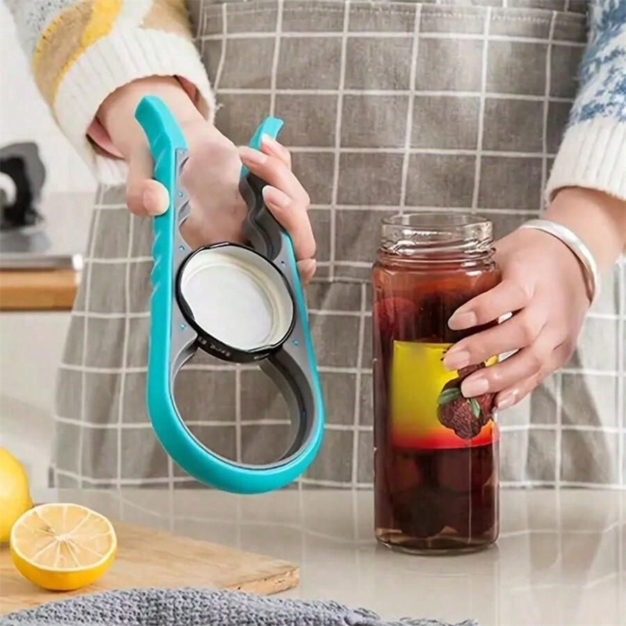 1 Pc 4-In-1 Jar Opener & Can Opener, Easy To Use For Weak Hands And Elderly - Kitchen Gadget, Convenient For Opening Jars, Cans, Bottles