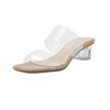 Transparent thick-heeled sandals for women's 2025 summer wear, new crystal-heeled cool slippers, simple, versatile and comfortable one-word drag