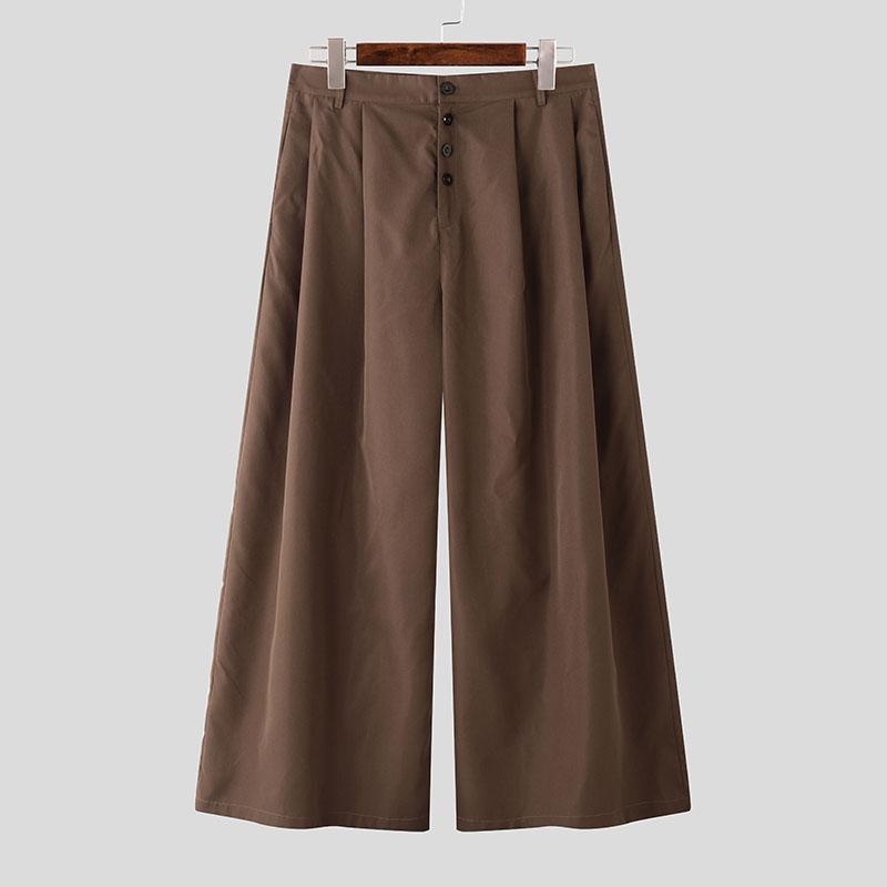 

INCERUN Мужские Длинные Свободные Повседневные Брюки с Высокой Молнией на Талии Широкие Штаны 2XL коричневый