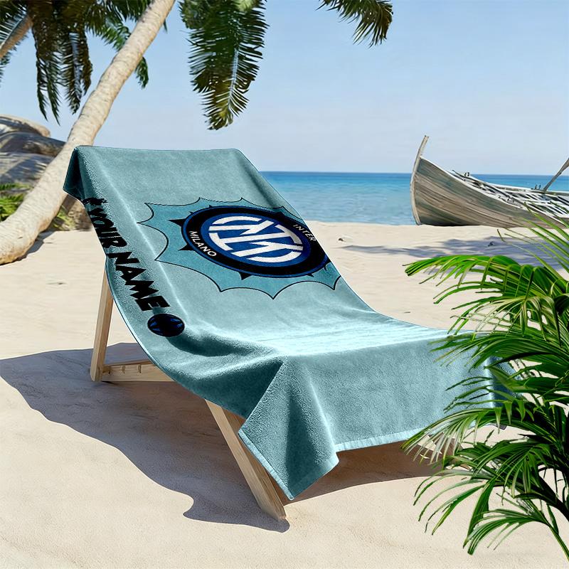 FC Internazionale Milano Print Beach Towel, Large Soft Quick Dry Towel for Beach Camping Swimming