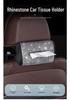 Diamond Studded Car Tissue Holder - Sun Visor & Armrest Mount, Luxurious Pull-out Design, Cute & Convenient In-Car Accessory