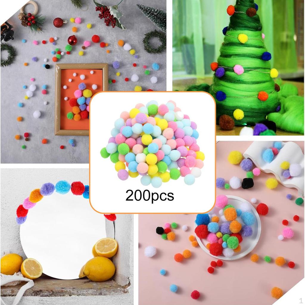 200 kusů pomponů Měkké DIY Kreativní řemesla Umění a pro Hobby Potřeby Dekorace Škola