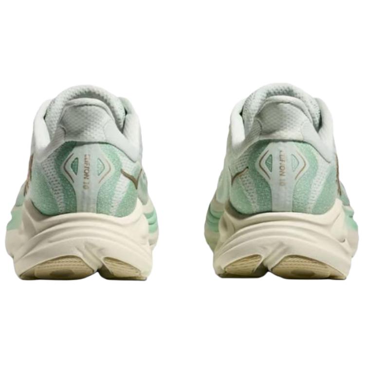 Hoka One One Clifton 10 Weit Bequem Vielseitig Atmungsaktiv Langlebig Niedrig geschnittene Laufschuhe Damensneaker Grün Grau Beige 1162050-SJD
