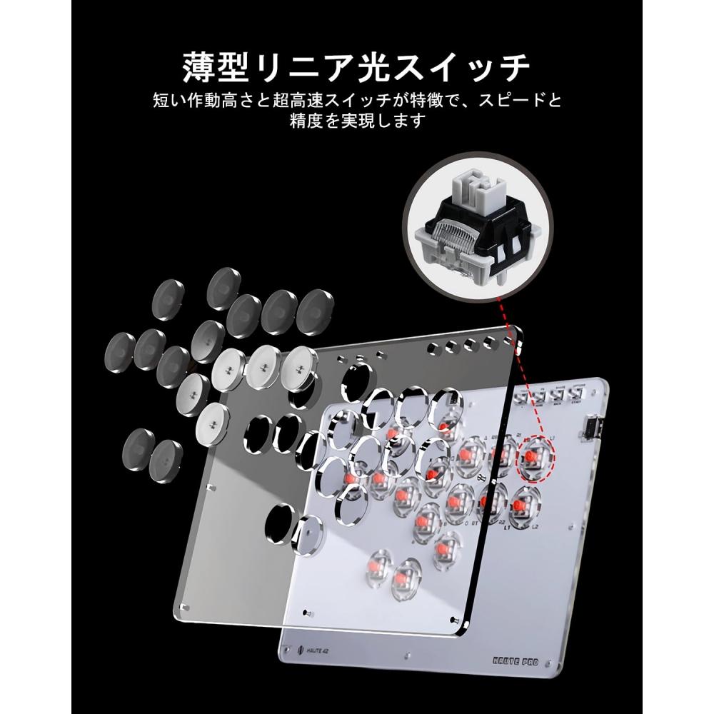 Spakløs arkadekontroller Akecon Thin Low Pro 16 knapper for PCSwitchPS4 PS3 RGB LED-lys DIY Hot Swap Wide Top Board Rapid Fire Function Fighting