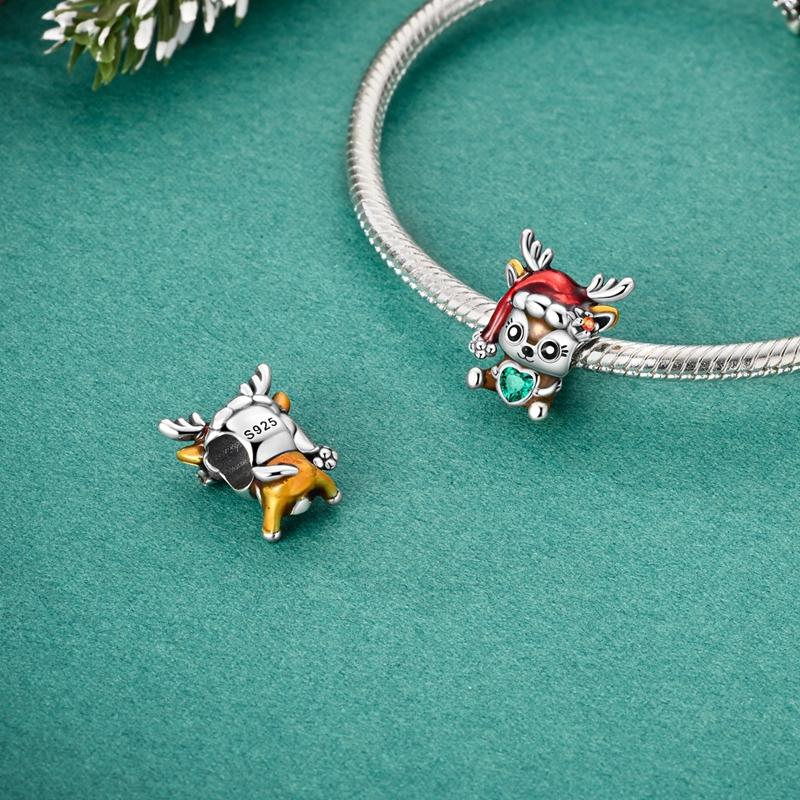 Charm 925 Silver Charms Pendant Santa Claus Christmas Tee Beads Fit Original Bracelet Necklace Charms Jewelry Gift