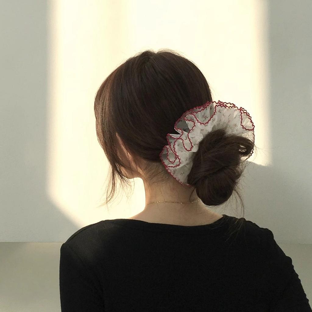 Lace Hair Scrunchies for Women Hair Elastic Hair Rings Aesthetic Hair Tie Hair Scrunchy Ponytail Hair Holder