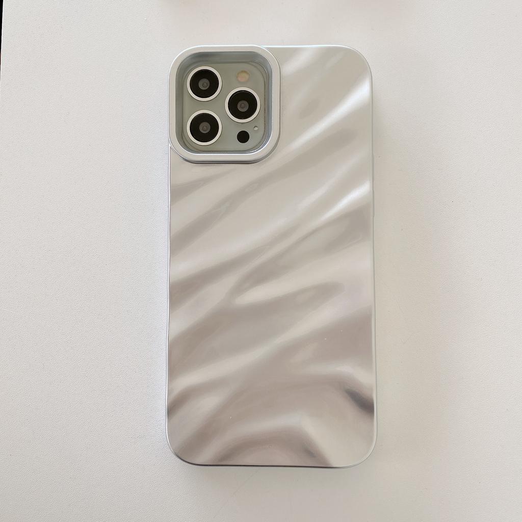 Luxury Plating 3D Wavy Texture Soft Phone Case For iPhone 17 Air 16 E 15 14 Plus 13 12 11 Pro Max Glossy Shockproof Bumper Cover