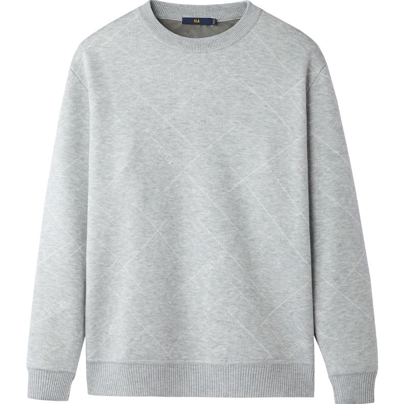 HLA Men's Jacquard Crew Neck Long-Sleeve Fleece Sweater
