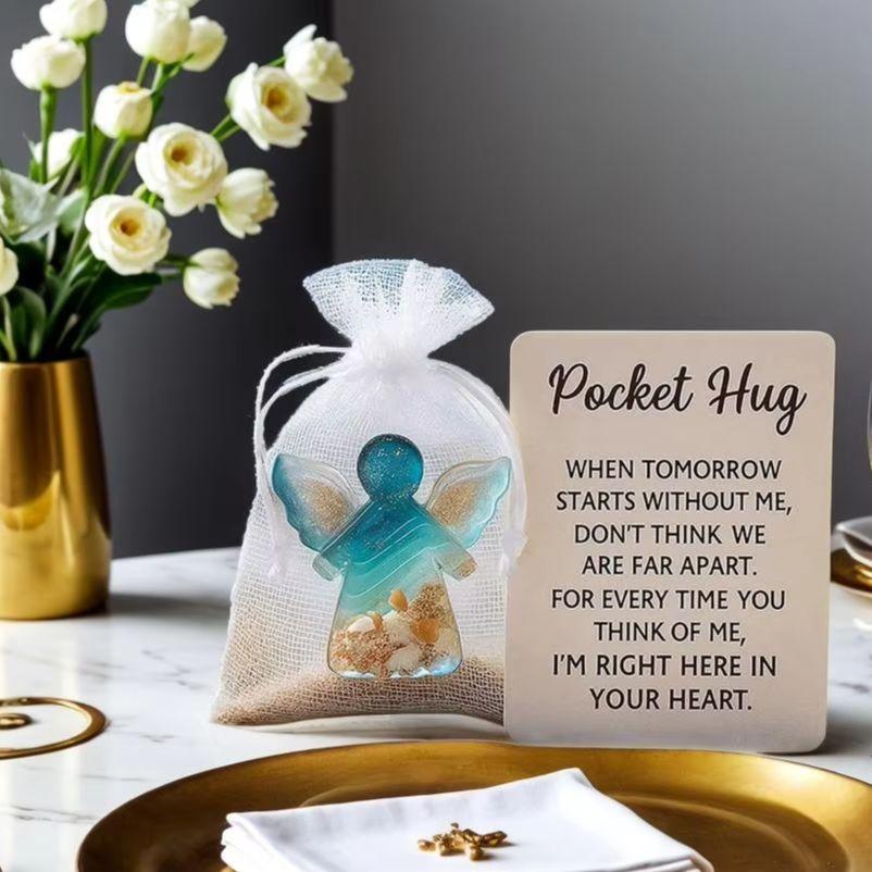1-3Pcs Mini Resin Angel Pocket Hug with Encouragement Card Cute Birthday Gift Sentimental Present for Friends And Family