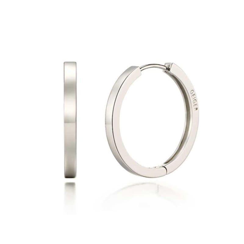 GEIGER Jewelry Flat One-Touch Silver Earrings GISVEE034