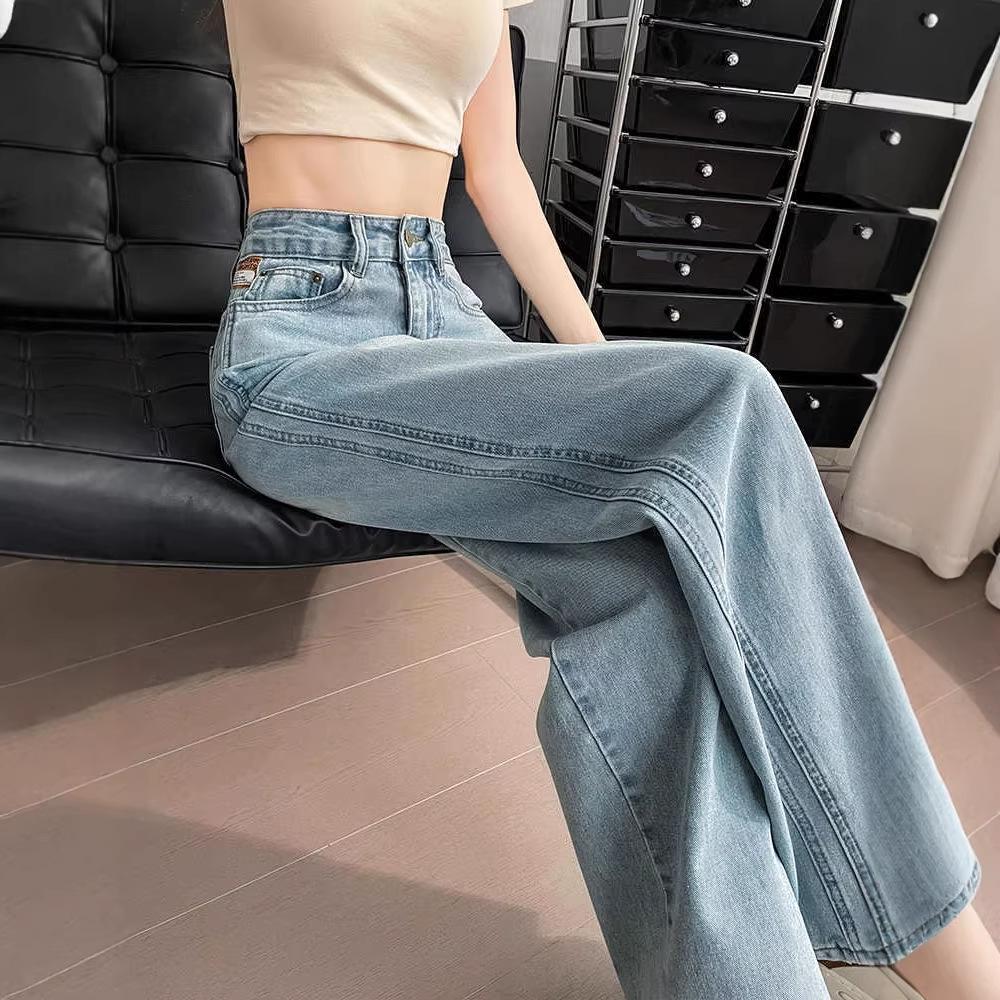 

Women s Light Straight-Leg Jeans - Spring 2026 Loose High-Waisted Draping Wide-Leg for Petite Frame XS