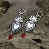 Heart Shape with Ruby Zinc Alloy Decor Golden / Silvery Dangle Earrings Retro Elegant Style Delicate Gift for Lovers