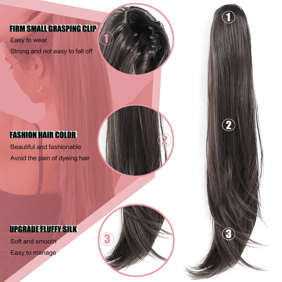 WTB Synthetic Wig Women Straight Ponytail Hair Extension Wig Small Clip-in Style Medium Length Straight Ponytail