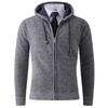 Winter Men'S Cardigan Hooded Sweater Simple Solid Color Fleece Thickened Knitted Sweater Casual Jacket