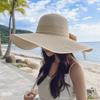 Bowknot Ribbon Weave Sun Cap Wide Brim Sun Protection Hat Simple Straw Sun Hat  Travel