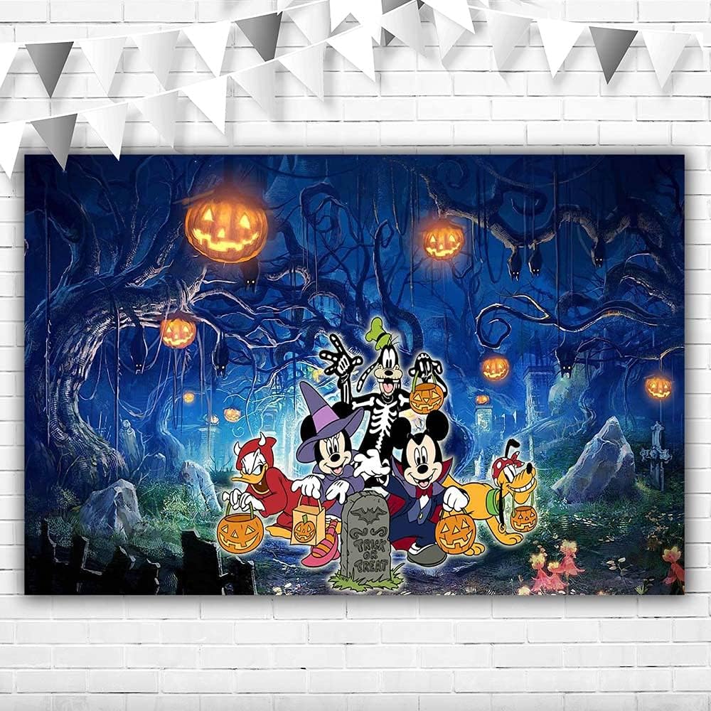 Halloween Birthday Backdrop 5x3 Pumpkin Graveyard Halloween Theme Background for Kids Trick or Treat Friends Halloween Party Supplies