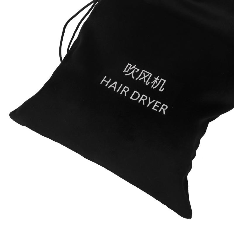 Custom Black Velvet Hair Dryer Storage Bag - Dustproof for Hotels & B&Bs