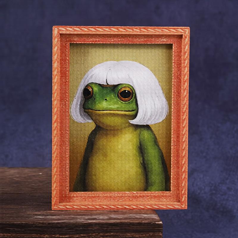 Funny Fridge Magnet Frog Refrigerator Sticker Wood Artistic Photo Framed Creative Frog Small Magnets Decoration