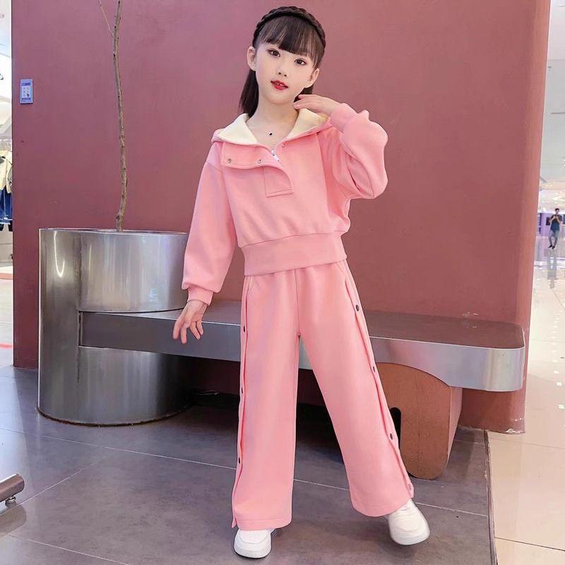 Mädchen Koreanischer Stil Kapuzensweatshirt Zweiteiler für Frühling & Herbst 2025