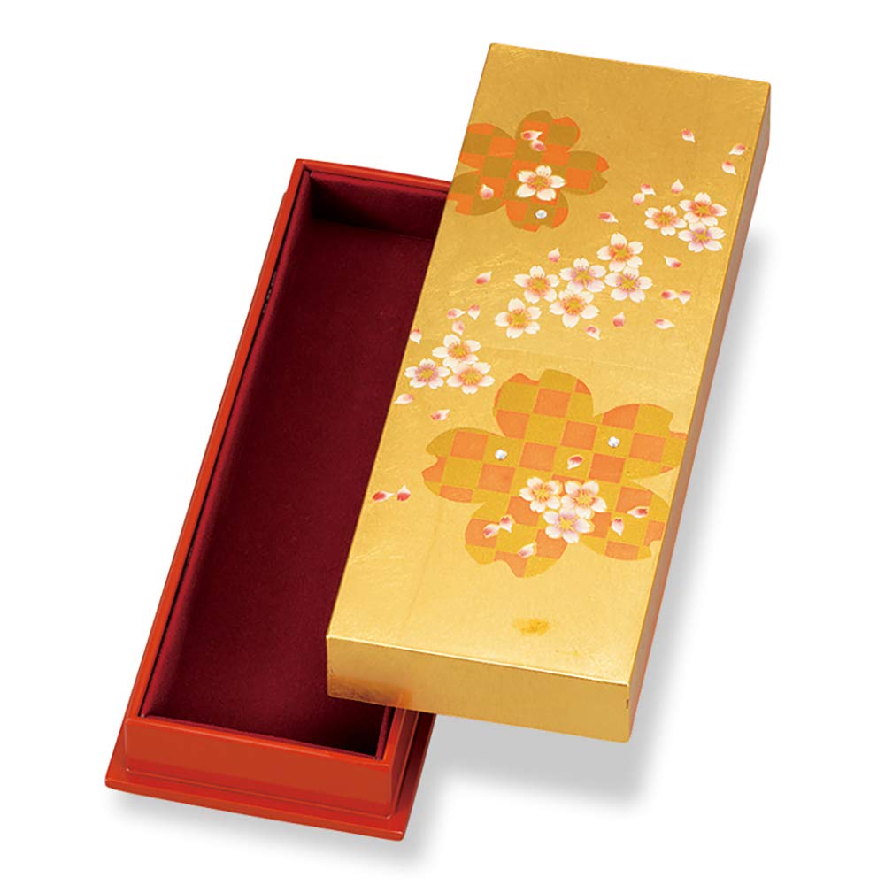 Mitani Yamanaka Lacquerware Storage Yamanaka Foil Pen Sakura Romantic Box, Gold, 21cm, Lacquerware, Crafts, Box, Design, M17298-0