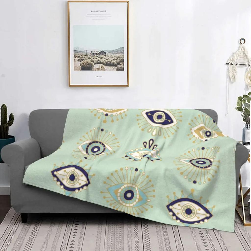 Bohemian blue eyes Printed Blanket for Sofa Bed Travel Camping Living Room Office Conditioning Blanket for All Seasons Gifts