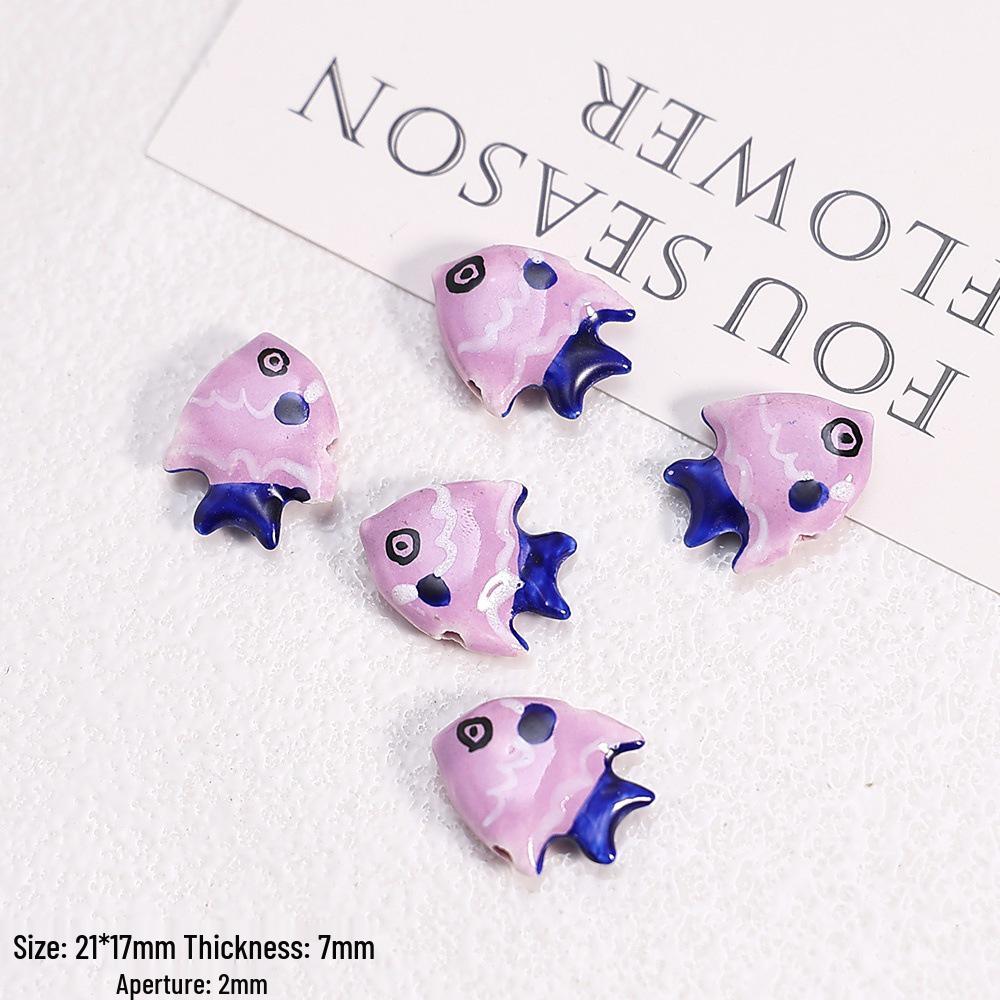 Hand-Painted Ocean Ceramic Beads: Tropical Fish, Starfish, and Seashell Shapes for DIY Jewelry