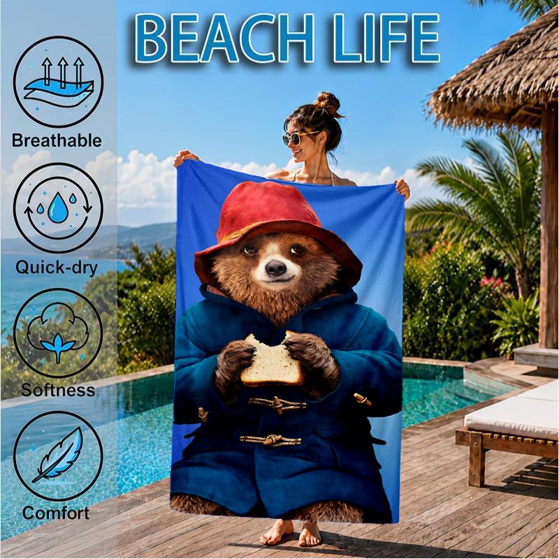 Paddington Adventures Beach Towel, Super Soft Microfiber, Perfect Gift for Her/Him, Birthday, for Pool, Beach, Travel, Decor Beach Party