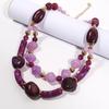Multicolor Double-Layer Beaded Chunky Necklace Pendant Chain Women Jewelry Party Gift