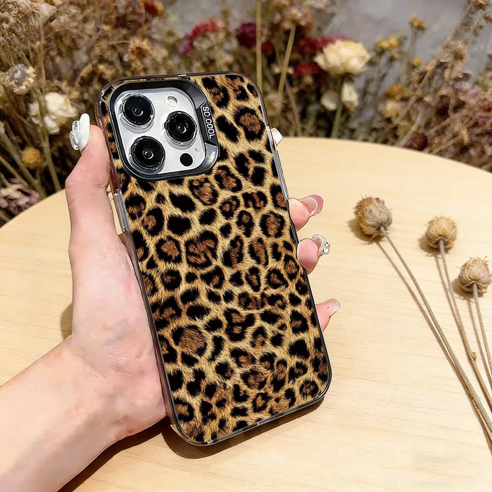 Leopard Print Phone Case For iPhone 17,16,15,14,13,12,11 Plus,Pro Max,XS,Colorful Silver Phone case Funda Cover