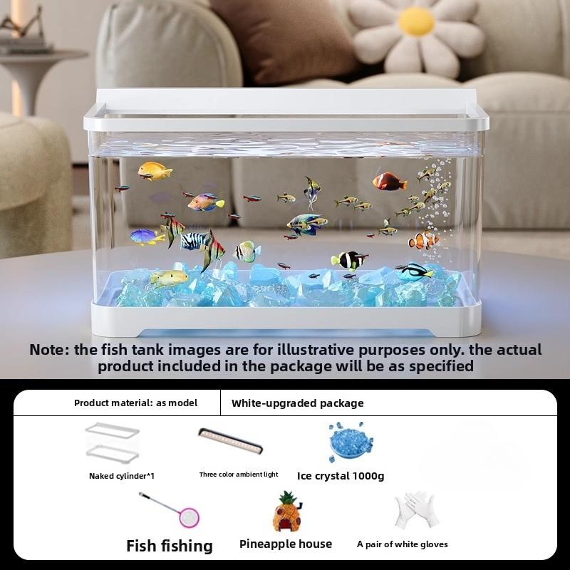 2026 Desktop-Aquarium mit Licht Kleiner Fischbehälter für Wohnzimmer Ökologische Landschaft Goldfischglas All-in-One Kompaktes Aquarium Dekor