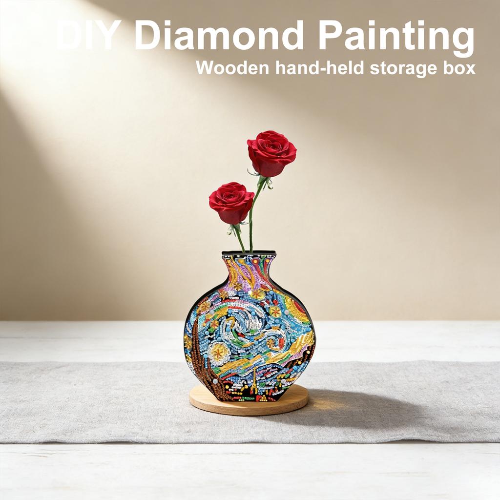 DIY Künstlerische Vase Schreibtisch Diamantkunst-Kits Doppelseitiger Bohrer Diamantmalerei Schreibtisch-Dekorationen Set Heimdekoration
