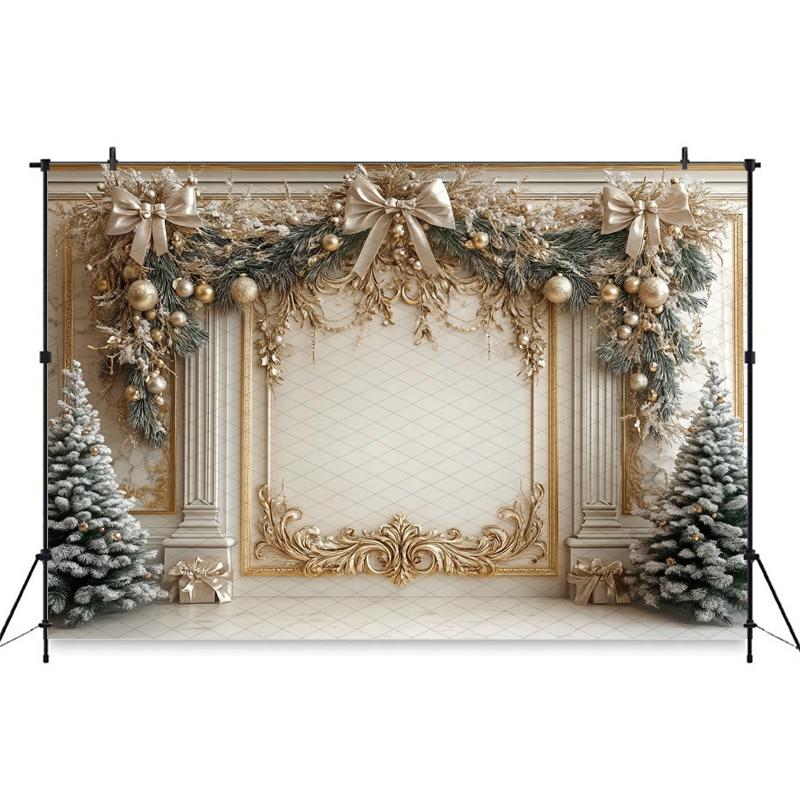 Mocsicka Christmas Background Photography New Year Party Tree Beige Wall Decorations Adult Child Photo Backdrop Studio Wallpaper