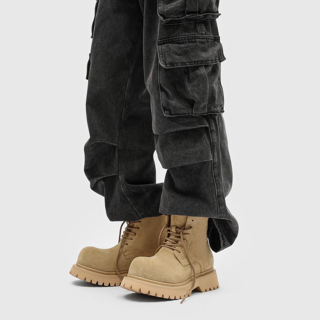 Martin boots short boots new platform spring and autumn boots fried street matte leather retro polished big yellow boots