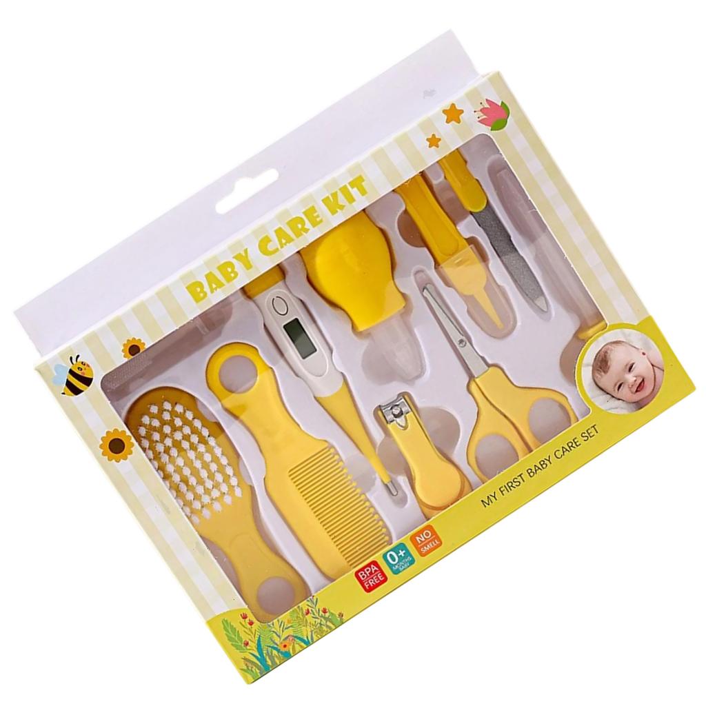 Kit Cura Bebè da 10 Pezzi Include Lima per Unghie, Aspiratore Nasale e Spazzolino da Dita con Pettine per le Esigenze Quotidiane del Neonato