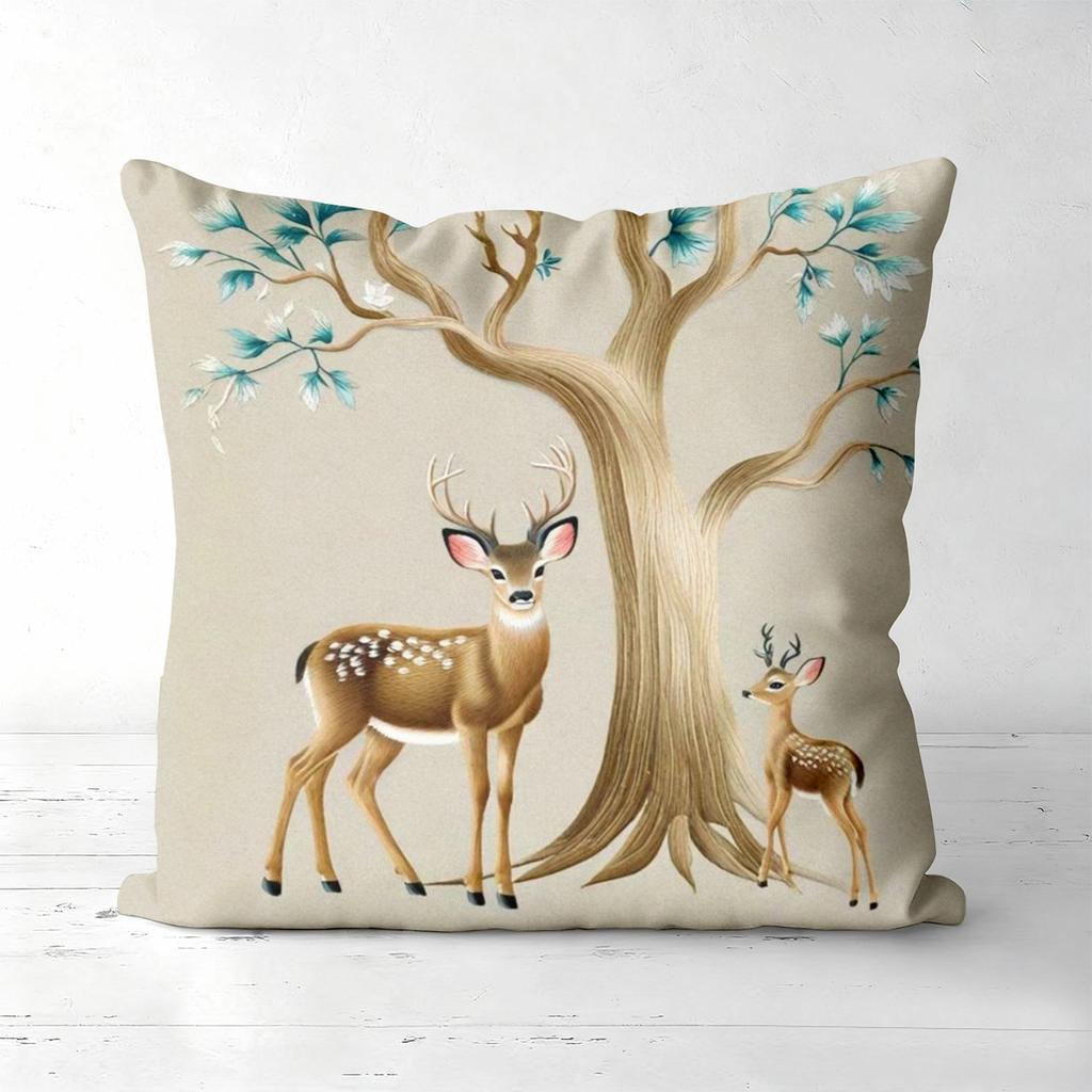 Deer And Tree Pattern Decorative Cushion Covers Polyester pillowcase, sofa decorative cushion cov Headboard Pillow