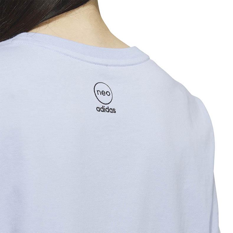 Adidas Neo Alphabet Logo Print Round Neck Short Sleeve T-Shirt Women Tops Blue IP3876